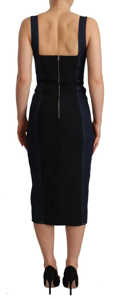 Dolce & Gabbana Dunkelblaues Baumwoll-Denim-Midikleid