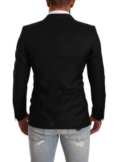 Dolce & Gabbana Schwarzer gepunkteter Zweireiher MARTINI Jacke