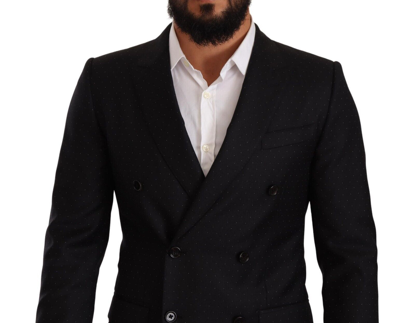 Dolce & Gabbana Schwarzer gepunkteter Zweireiher MARTINI Jacke