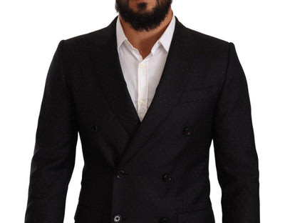 Dolce & Gabbana Schwarzer gepunkteter Zweireiher MARTINI Jacke