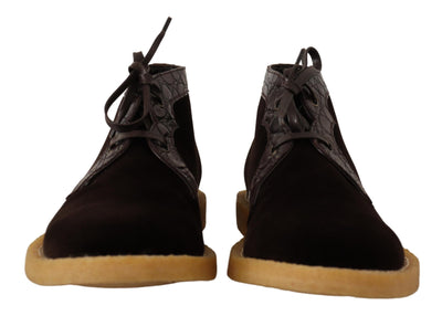 Dolce & Gabbana Exotische Lederstiefel aus braunem Samt
