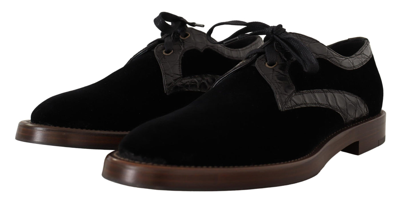 Dolce & Gabbana Exotische Lederschuhe aus schwarzem Samt