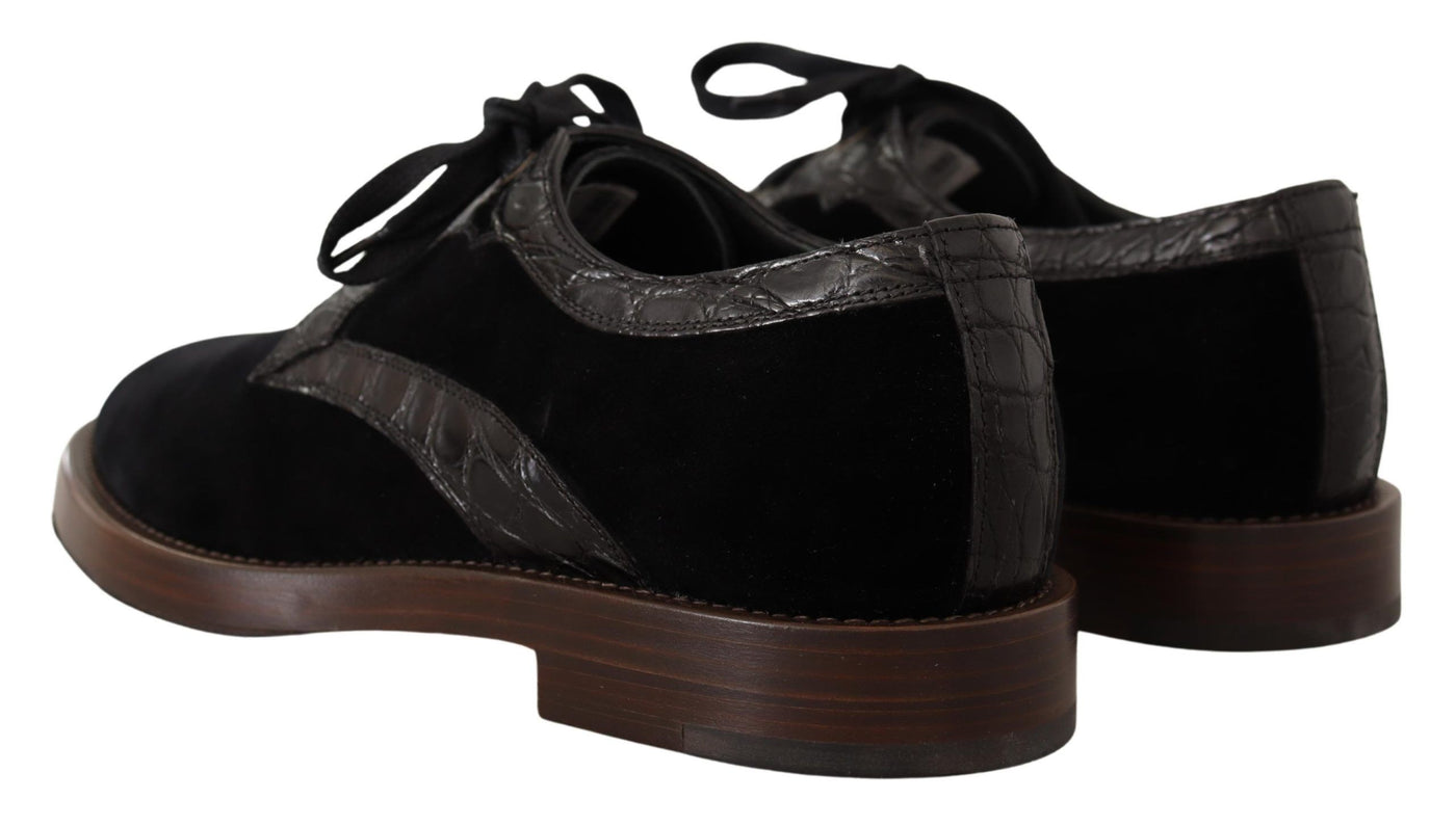 Dolce & Gabbana Exotische Lederschuhe aus schwarzem Samt