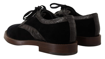 Dolce & Gabbana Exotische Lederschuhe aus schwarzem Samt