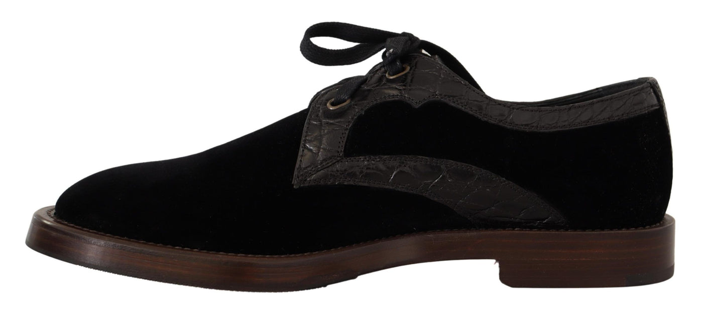 Dolce & Gabbana Exotische Lederschuhe aus schwarzem Samt