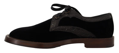Dolce & Gabbana Exotische Lederschuhe aus schwarzem Samt