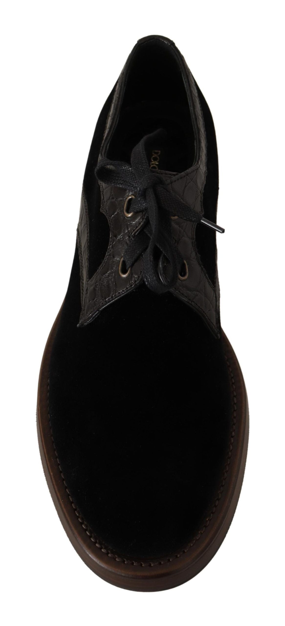 Dolce & Gabbana Exotische Lederschuhe aus schwarzem Samt