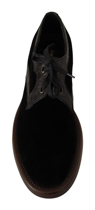 Dolce & Gabbana Exotische Lederschuhe aus schwarzem Samt