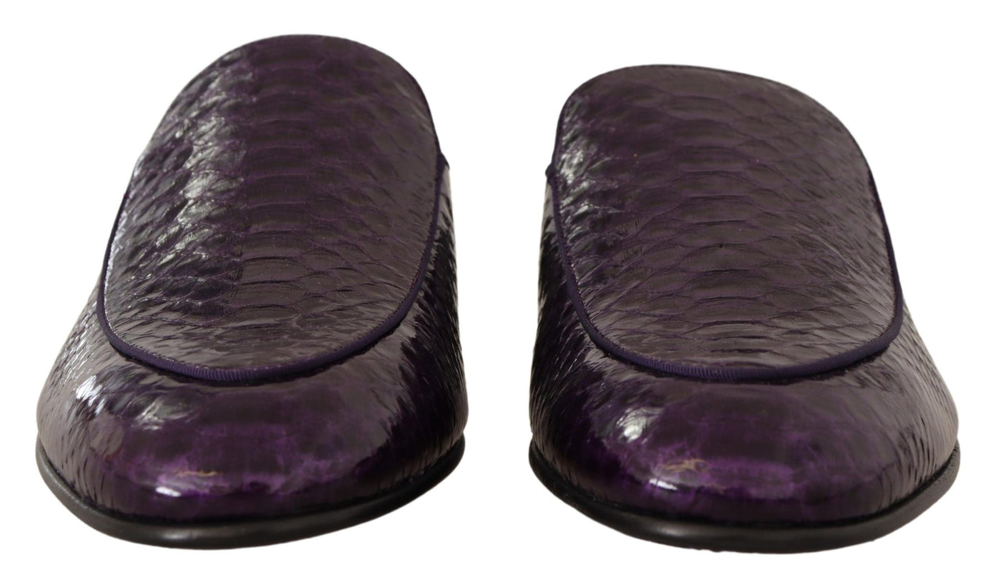 Dolce & Gabbana Lila Exotische Leder Flats Pantoletten Schuhe