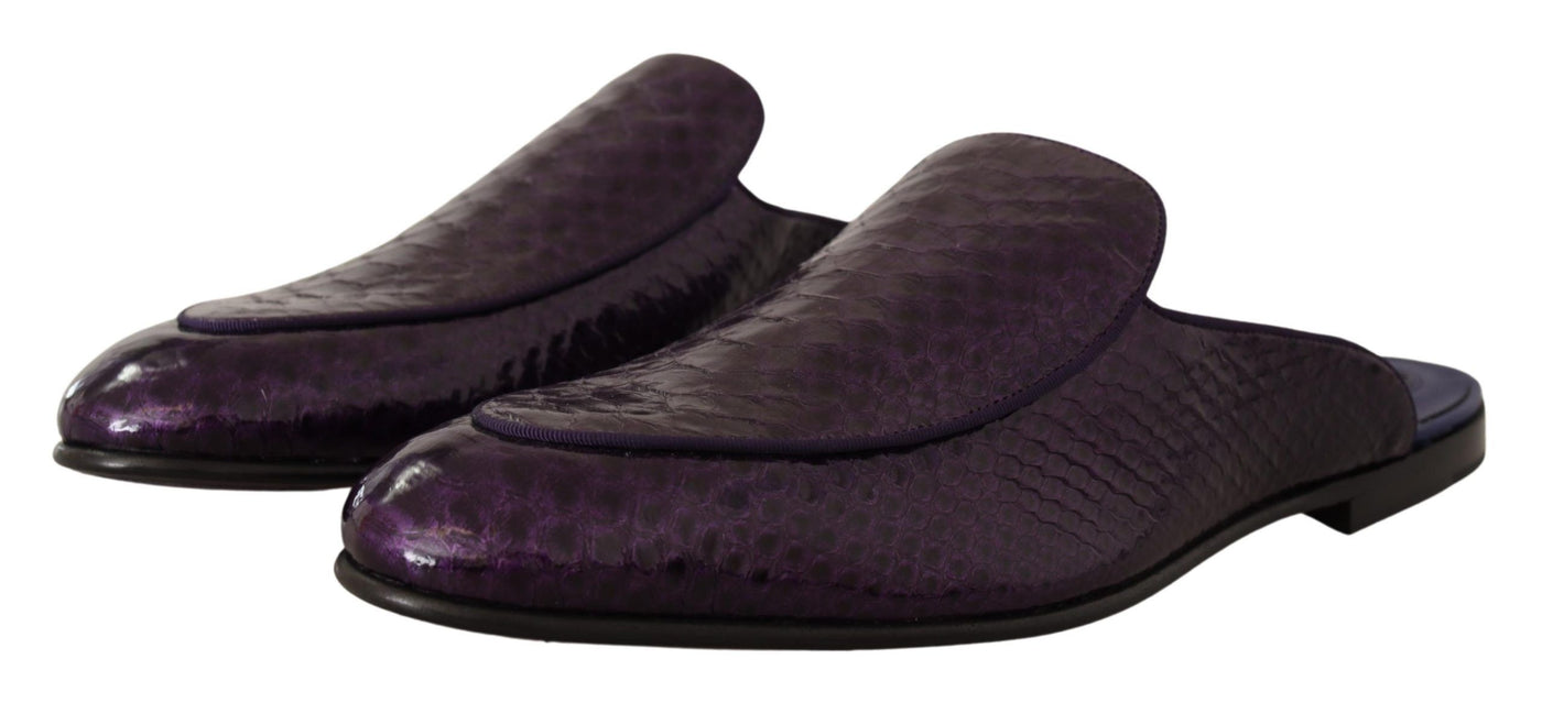 Dolce & Gabbana Lila Exotische Leder Flats Pantoletten Schuhe