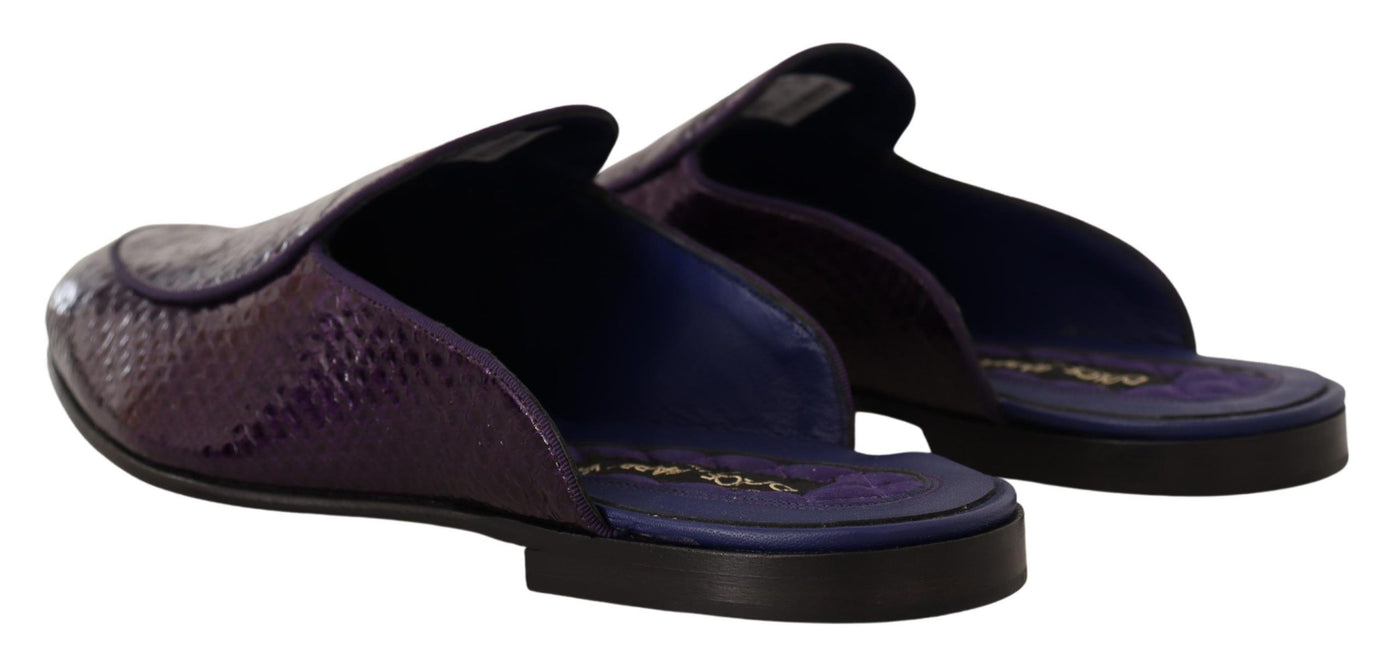 Dolce & Gabbana Lila Exotische Leder Flats Pantoletten Schuhe