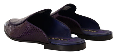 Dolce & Gabbana Lila Exotische Leder Flats Pantoletten Schuhe