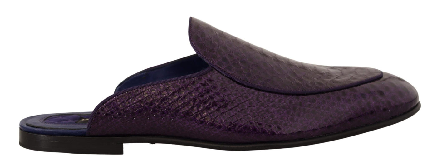 Dolce & Gabbana Lila Exotische Leder Flats Pantoletten Schuhe
