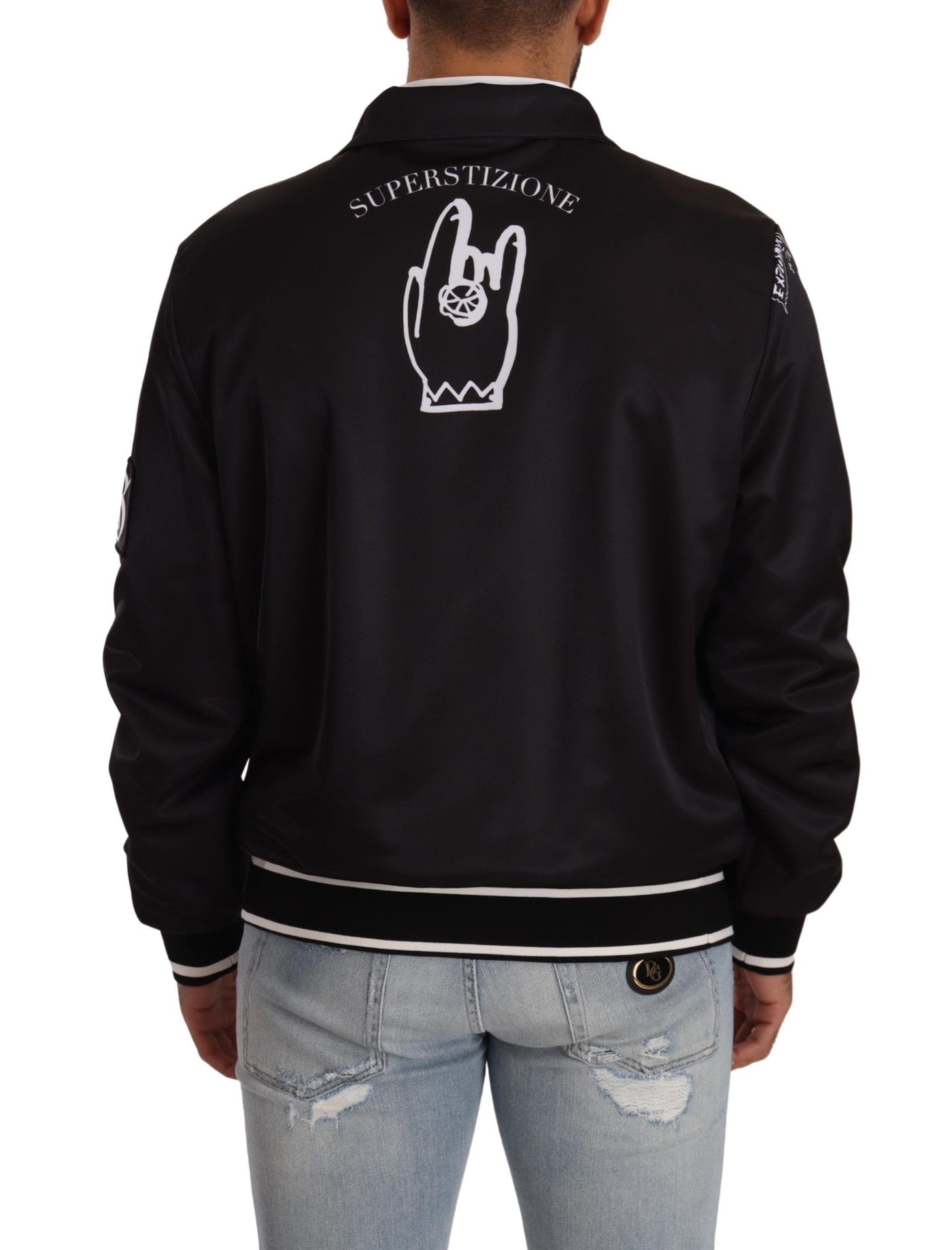 Dolce & Gabbana Superstizione Pullover mit schwarzem Logo-Reißverschluss