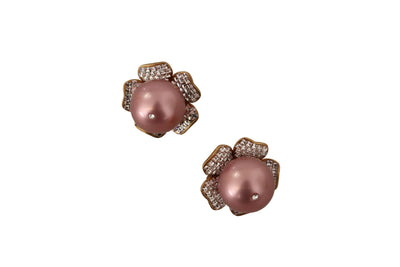 Dolce & Gabbana Goldfarbene Maxi Faux Pearl Floral Clip-on-Schmuck-Ohrringe