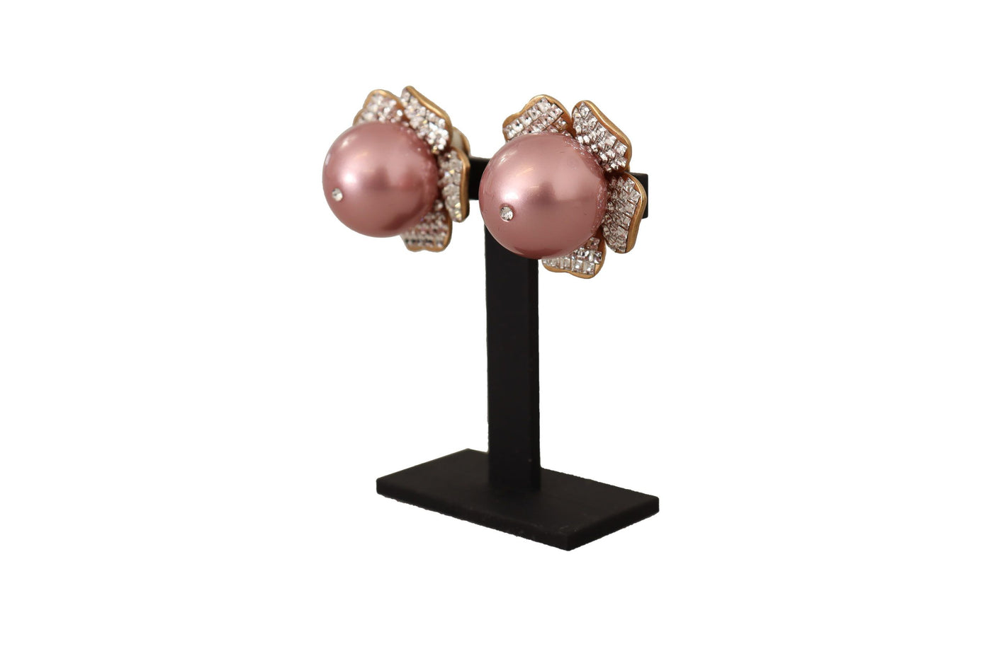 Dolce & Gabbana Goldfarbene Maxi Faux Pearl Floral Clip-on-Schmuck-Ohrringe