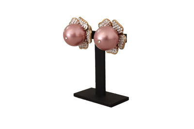 Dolce & Gabbana Goldfarbene Maxi Faux Pearl Floral Clip-on-Schmuck-Ohrringe