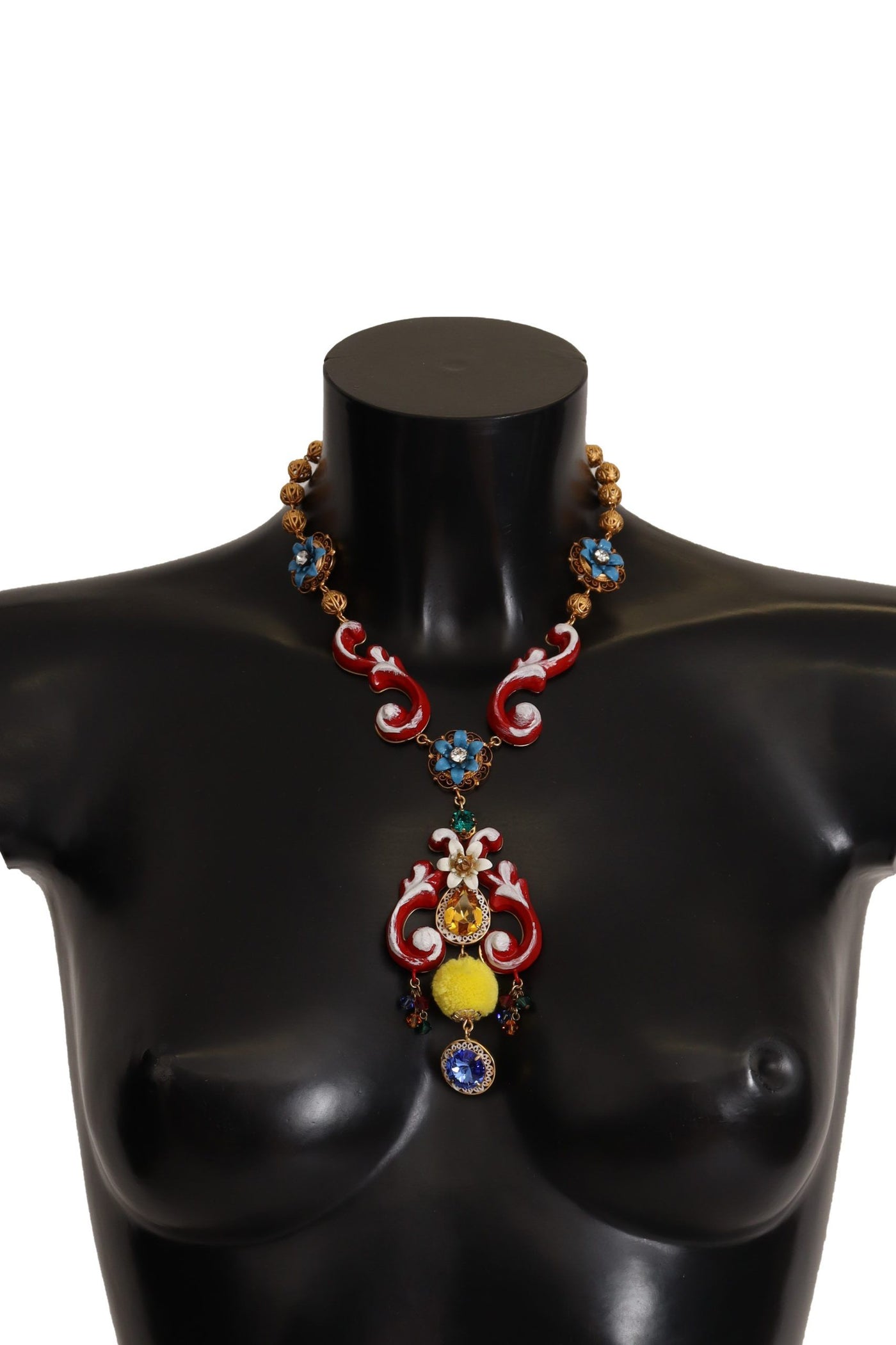 Dolce & Gabbana Goldmessing Carretto Sizilien Statement Kristallkette Halskette