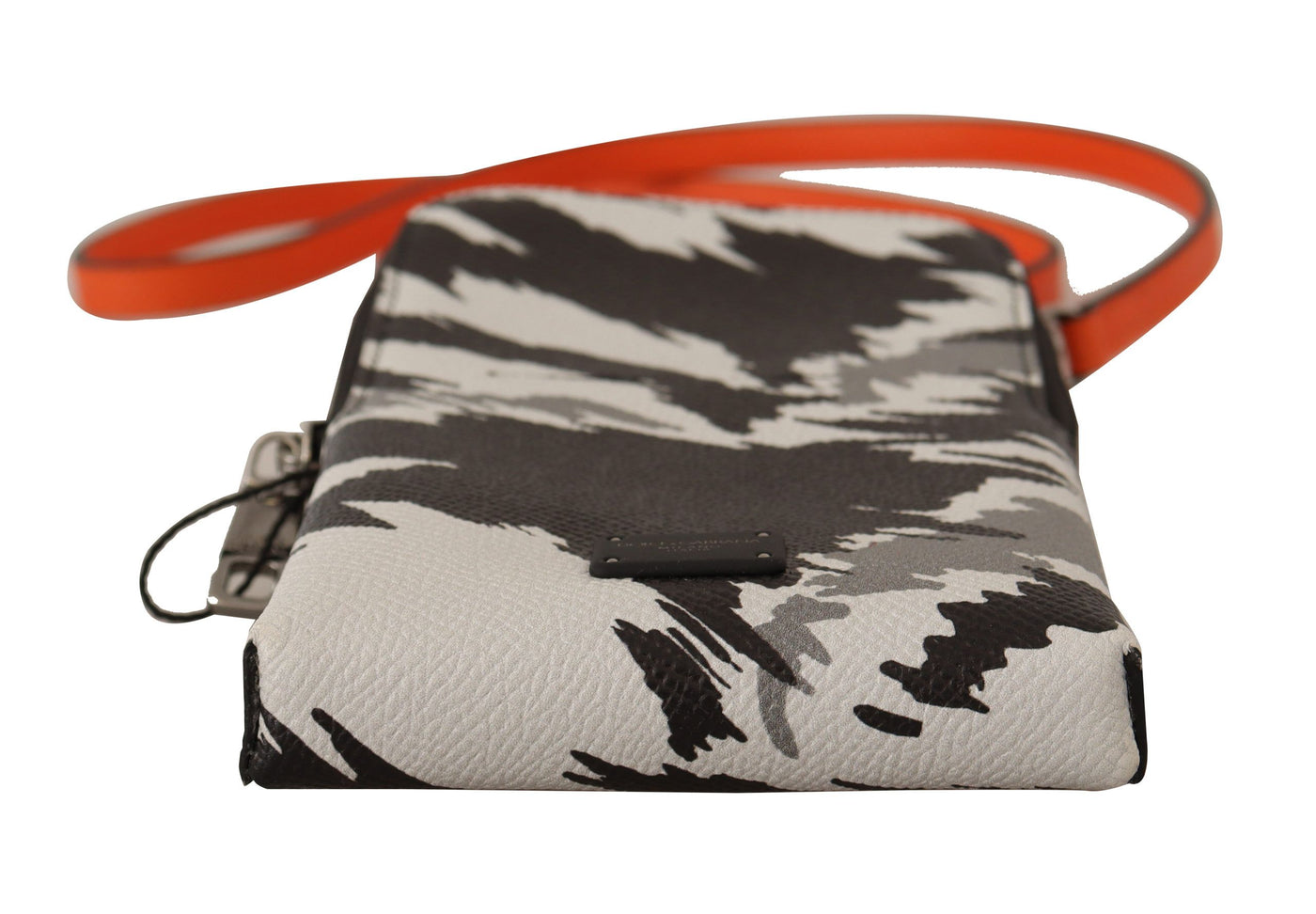 Dolce & Gabbana Graues Leder Kreuz Körper Halsband Karte Tasche Geldbörse