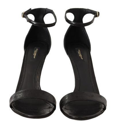 Dolce & Gabbana Schwarz Strauß Knöchelriemen Heels Sandalen Schuhe