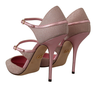 Dolce & Gabbana Rosa glitzernde Riemchensandalen Mary Jane Schuhe