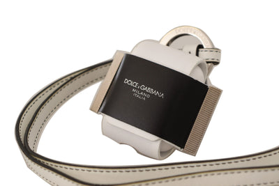 Dolce & Gabbana Weiß Schwarz Lederband Silber Metall Logo Airpods Fall