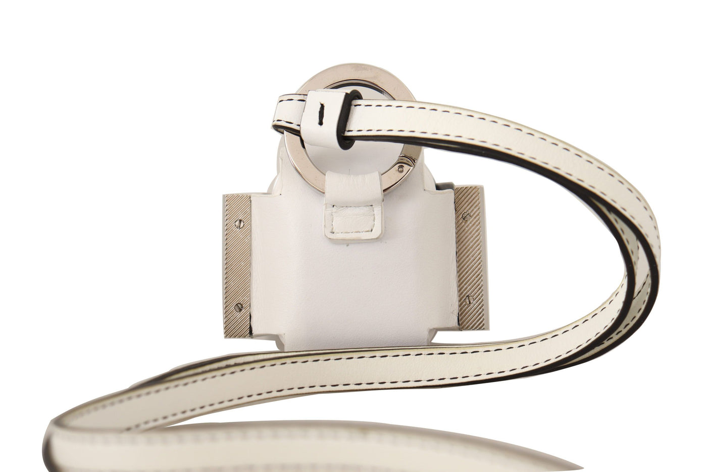 Dolce & Gabbana Weiß Schwarz Lederband Silber Metall Logo Airpods Fall