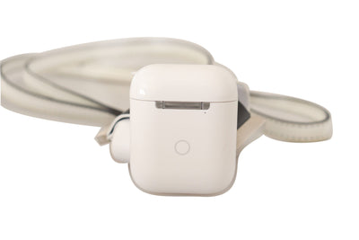 Dolce & Gabbana Weiß Schwarz Lederband Silber Metall Logo Airpods Fall
