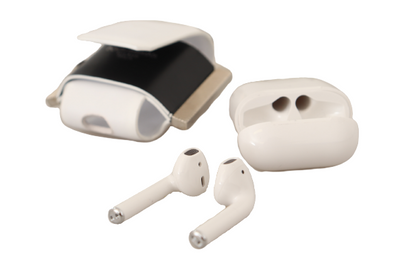 Dolce & Gabbana Weiß Schwarz Lederband Silber Metall Logo Airpods Fall