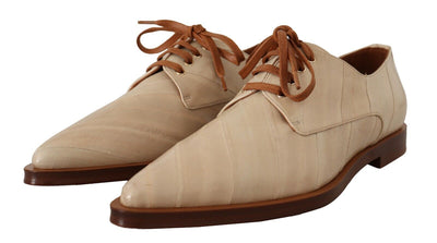 Dolce & Gabbana Weiße Aalleder Schnürschuhe Formelle Flats Schuhe