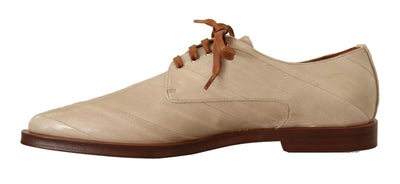 Dolce & Gabbana Weiße Aalleder Schnürschuhe Formelle Flats Schuhe
