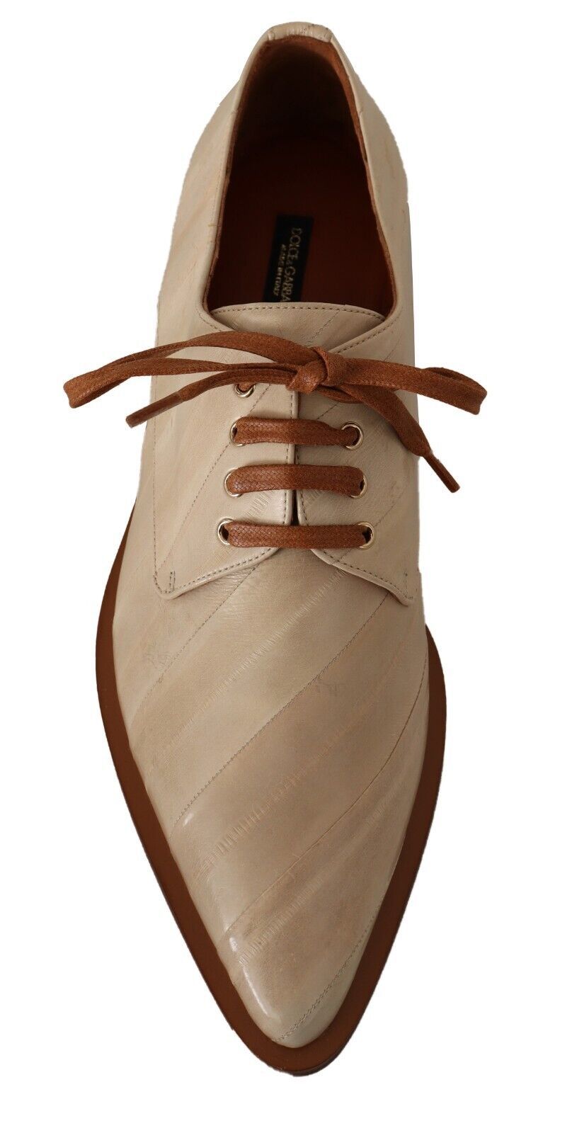 Dolce & Gabbana Weiße Aalleder Schnürschuhe Formelle Flats Schuhe