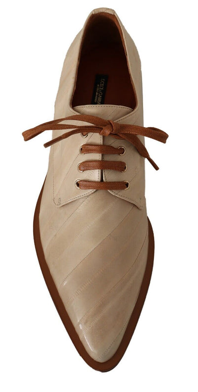 Dolce & Gabbana Weiße Aalleder Schnürschuhe Formelle Flats Schuhe
