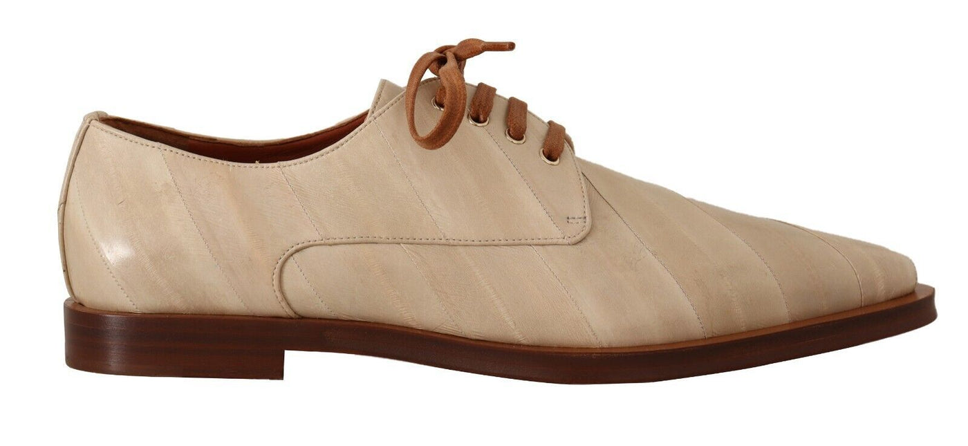 Dolce & Gabbana Weiße Aalleder Schnürschuhe Formelle Flats Schuhe