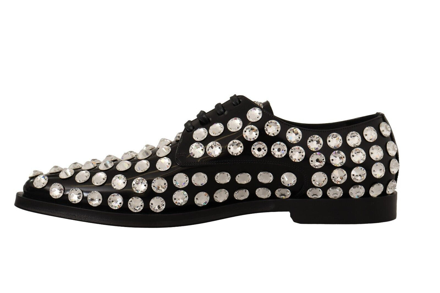 Dolce & Gabbana Schwarz Leder Kristalle Schnürschuhe Formal Schuhe