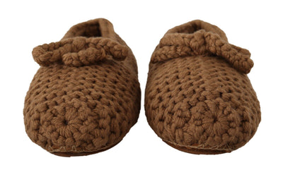 Dolce & Gabbana Braun Slip On Ballerina Flats Wolle stricken Schuhe
