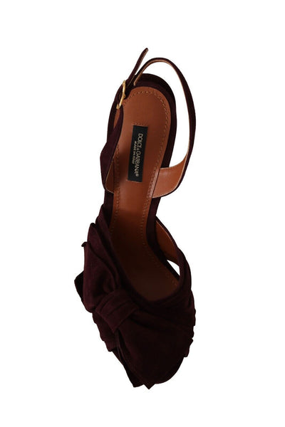 Dolce & Gabbana Dunkellila Wildleder Riemchensandalen Schuhe