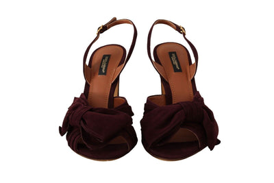 Dolce & Gabbana Dunkellila Wildleder Riemchensandalen Schuhe