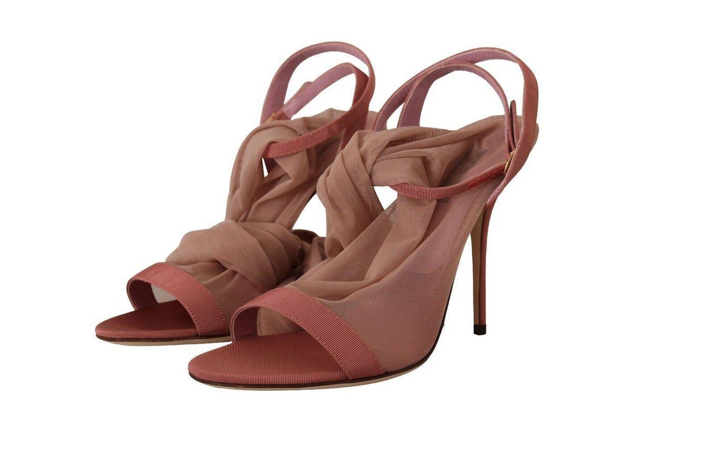 Dolce & Gabbana Rosa Tüll Stretch Riemchensandalen Schuhe