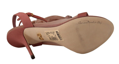 Dolce & Gabbana Rosa Tüll Stretch Riemchensandalen Schuhe