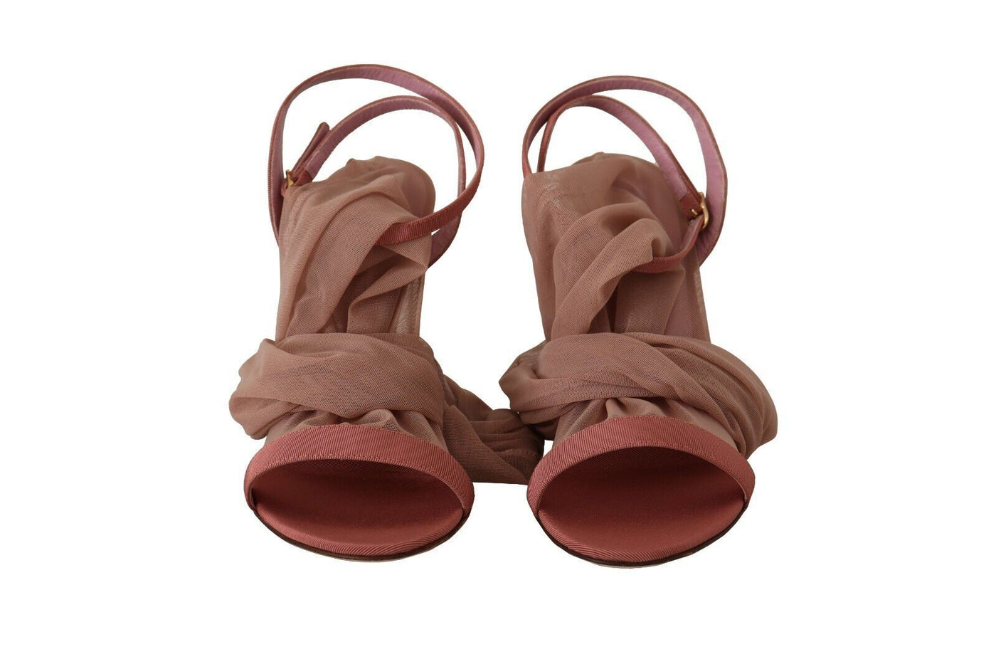 Dolce & Gabbana Rosa Tüll Stretch Riemchensandalen Schuhe
