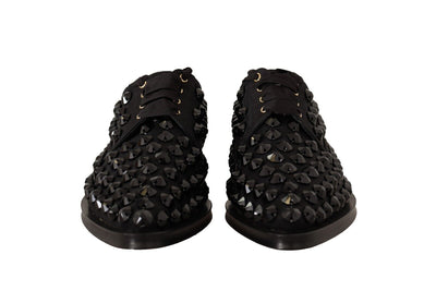 Dolce & Gabbana Schwarze Schnürschuhe mit Nieten Formal Flats Schuhe