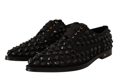 Dolce & Gabbana Schwarze Schnürschuhe mit Nieten Formal Flats Schuhe