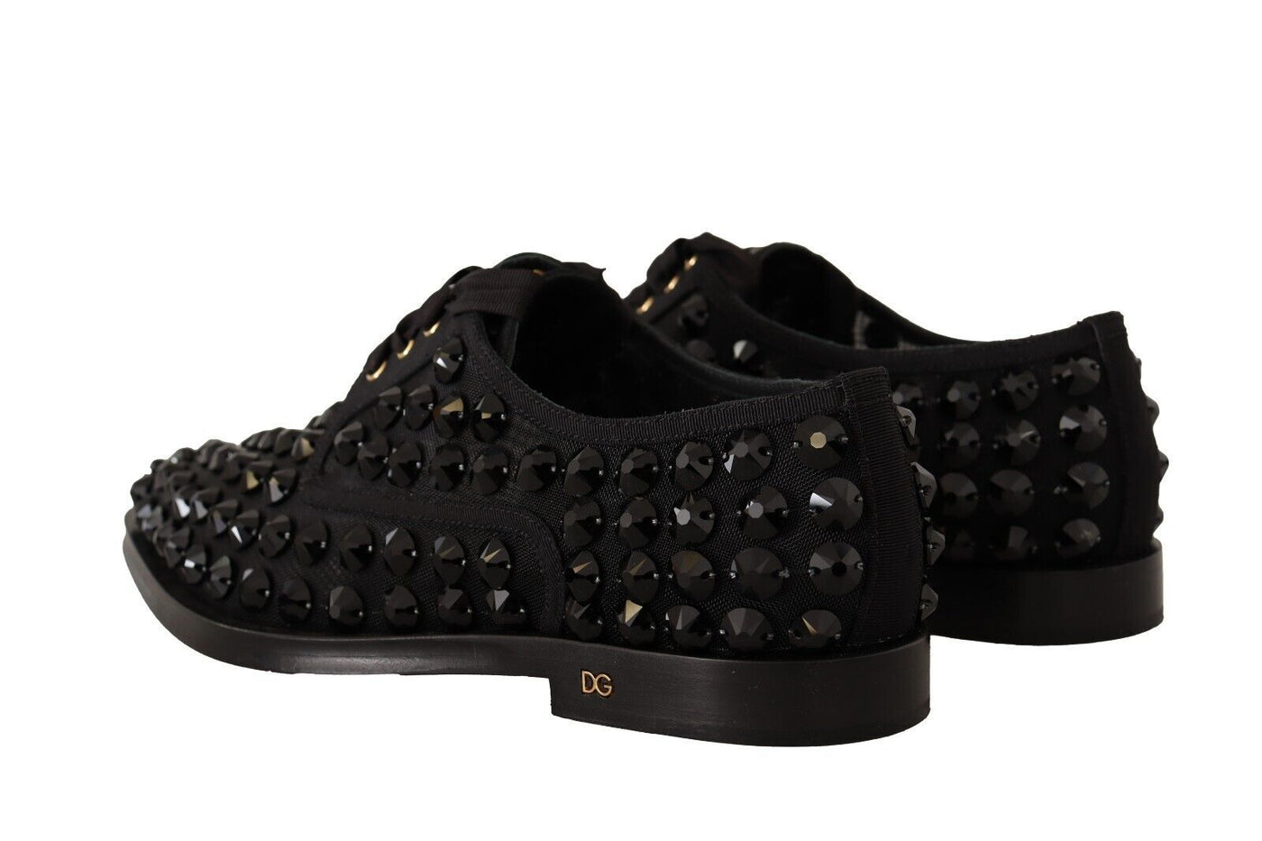 Dolce & Gabbana Schwarze Schnürschuhe mit Nieten Formal Flats Schuhe