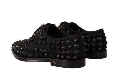 Dolce & Gabbana Schwarze Schnürschuhe mit Nieten Formal Flats Schuhe