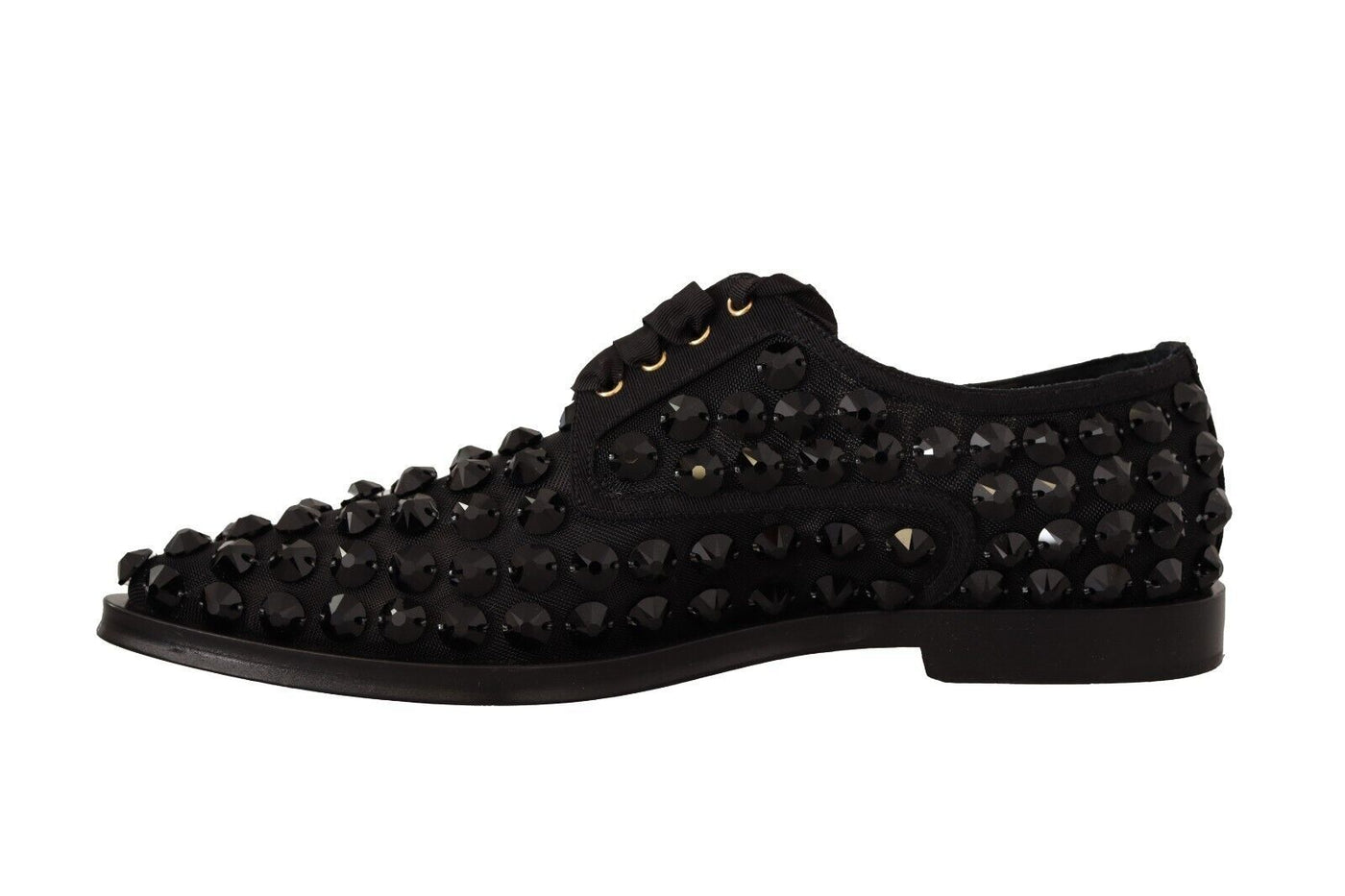 Dolce & Gabbana Schwarze Schnürschuhe mit Nieten Formal Flats Schuhe
