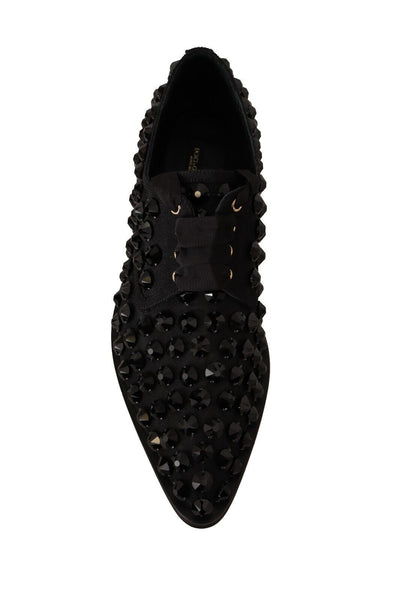 Dolce & Gabbana Schwarze Schnürschuhe mit Nieten Formal Flats Schuhe