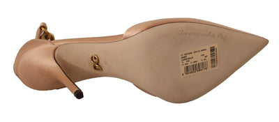 Dolce & Gabbana Beige Knöchel Kette Riemen High Heels Pumps Schuhe
