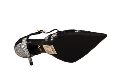 Dolce & Gabbana Schwarz Kristalle T-strap Heels Pumps Schuhe