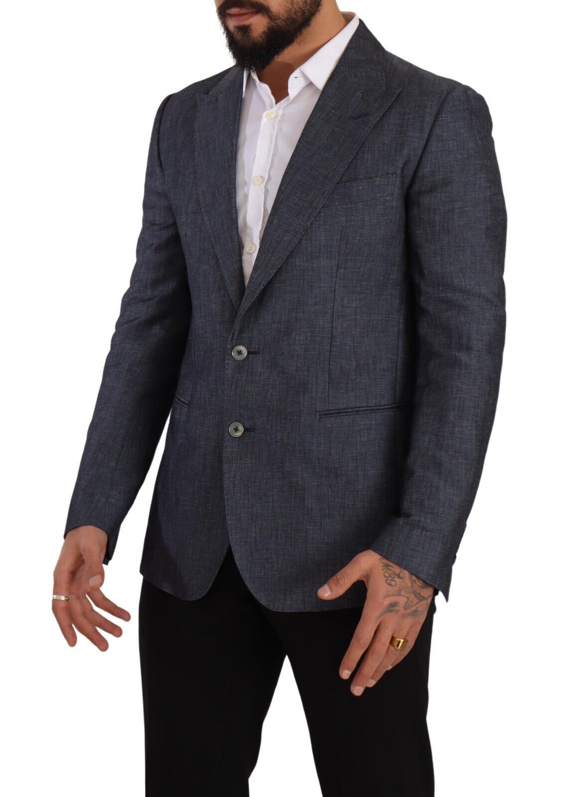 Dolce & Gabbana Blaue Leinen-Baumwoll-Jacke TAORMINA Blazer